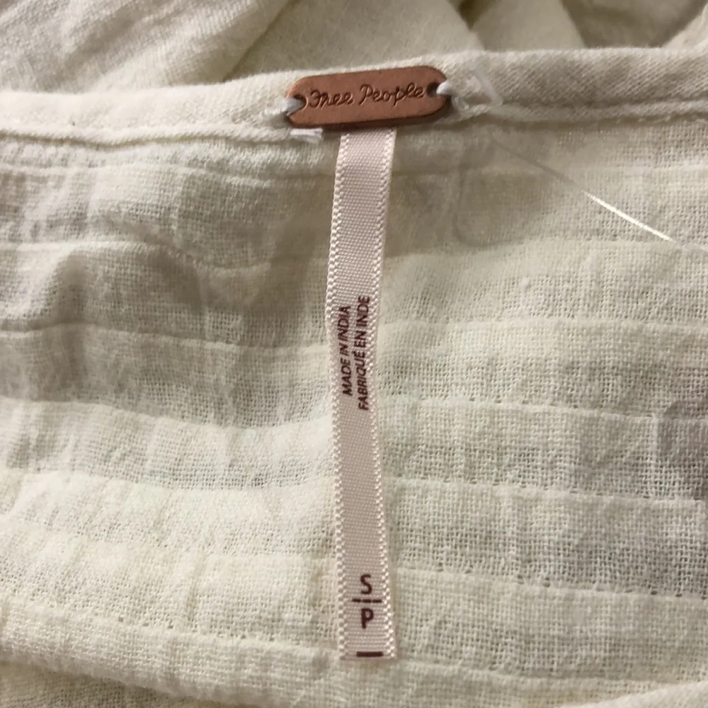 NEW Free People Linen Elsie Boho Cottage Core Mini Dress, Size Small, Cream